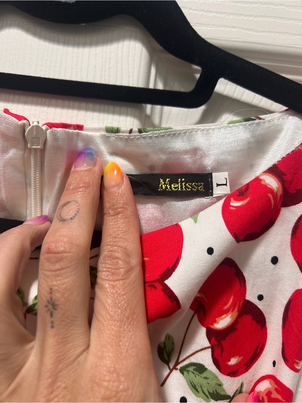 🍒☀️🍒Melissa White Midi Red Cherry Print Dress 🍒☀️🍒 - Picture 2 of 12